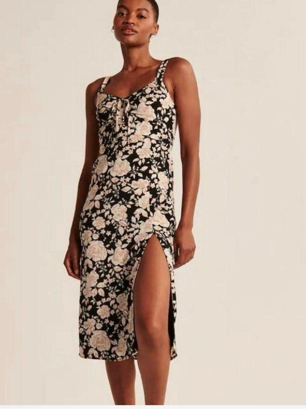 ABERCROMBIE & FITCH Floral Print Midi Dress Slit Size XSP